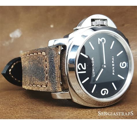 panerai black leather strap|panerai leather strap for sale.